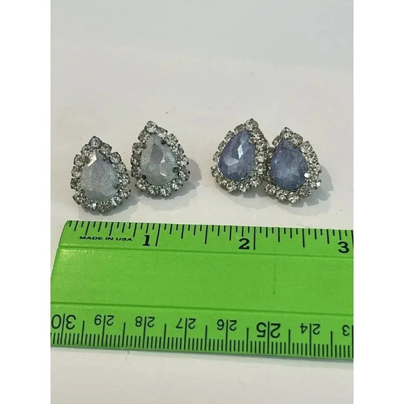 VTG Vintage Set Of 2 Fashion Earrings Pierced Ears Rhinestone - Picture 5 of 7
